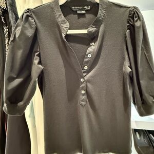 Veronica Beard Corales Puff Sleeve Black Women's Tee